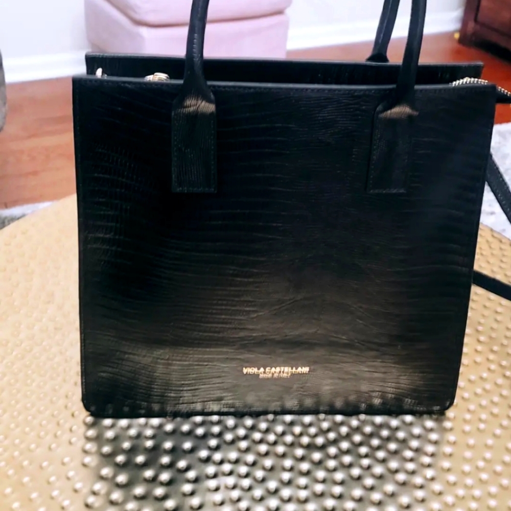 Viola Castellani genuine Italian leather handbag with crossover detachable strap